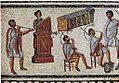 Image 53Musicians playing a Roman tuba, a water organ (hydraulis), and a pair of cornua, detail from the Zliten mosaic, 2nd century AD (from Culture of ancient Rome)