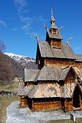 Picture of Borgund Church with visible daylighting windows