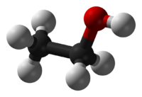 semi-space-filling molecular diagram of ethanol.