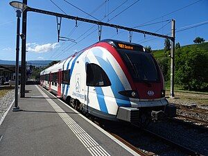 Side platforms next to double-track railway line