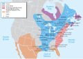 Map of the British and French settlements in North America in 1750, before the French and Indian War