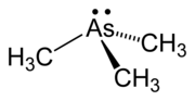 Trimethylarsine, produced by microbial action on arsenate-derived pigments