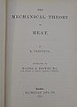 Title page of an 1879 English translation of Clausius' The Mechanical Theory of Heat