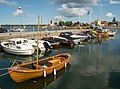 Wooden boat in the marina