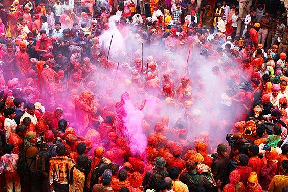 A scene of devotees inside Krishan temple Nandgaon, (created by Narender9; nominated by MER-C)