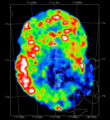 This is a ROSAT false-color image in X-rays between 500 eV and 1.1 keV of the Chamaeleon I dark cloud. The contours are 100 μm emission from dust measured by the IRAS satellite.