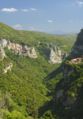 Prodromou Monastery at left, Philosophou Monastery at right