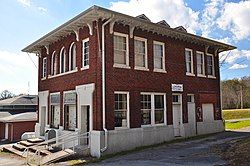 The historic Coalmont Bank Building serves as the Coalmont City Hall and Public Library.