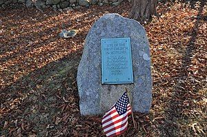 First Church Site marker, Men of Kent Cemetery, Meetinghouse Lane, Scituate, Massachusetts