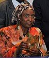 Turai Yar'adua wearing atampa and dan kwali, note the henna designs on the fingertips instead of nail polish