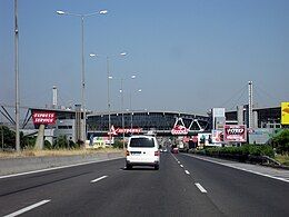 A1 motorway near Athens, Greece with rest area above