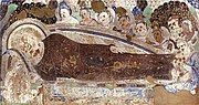 Parinirvana scene, Cave 38 at Kizil Caves, 4th century.[45]