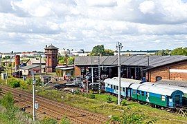 Salzwedel shed. In front, the America Line tracks.