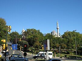 A scene of Yıldız, mosque and the clock tower