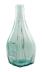 A pale blue glass bottle