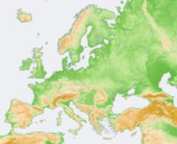 Topographic map of Europe