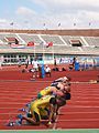 Image 32Men assuming the starting position for a sprint race (from Track and field)