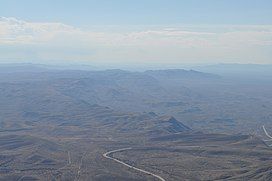 A photo of the Delaware Mountains from the north in the Guadalupe Mountains