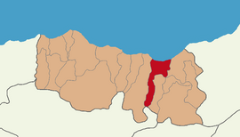 Map showing Sürmene District in Trabzon Province