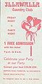 A free-admission ticket for a "Friday night party night" when the establishment was known as a country club in the late 1970s