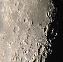 Petavius crater at the terminator, from Earth