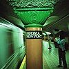 One of the columns on the platform at PATH's Newport station in 2005