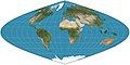 Image 15 Sinusoidal projection Map: Strebe, using Geocart The sinusoidal projection is a pseudocylindrical equal-area map projection. Used as early as the 16th century, this projection shows distances accurately along the central meridian and the equator; areas furthest from these lines are the most distorted. More selected pictures