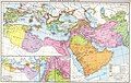 An old (1886) German-language map showing the main phases of the early Muslim conquest by reign (i.e. expansion phases under the various caliphs)