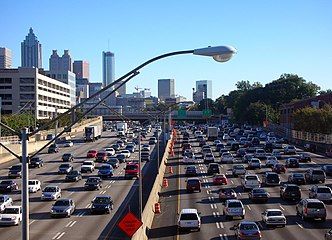 Traffic congestion, such as this on the Downtown Connector in Atlanta, is a cause of photochemical smog.