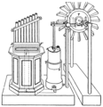 Image 30A 19th-century reconstruction of Heron's wind-powered organ (from Windmill)