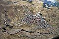 The town of Lampa and parts of the lake Pukaqucha as seen from the air