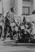 Mario Savio at a rally at Sproul Hall, Berkeley California, 1966