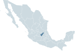 Location of the state within Mexico