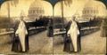 "His Holiness Pope Pius X, walking in the Vatican gardens - St. Peter's in the distance - Rome, Italy." 1905