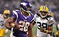 Tramon Williams chases Adrian Peterson of Minnesota