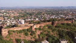 An aerial view of Bansur Fort in Bansur, Kotputli-Behror district, (Rajasthan)