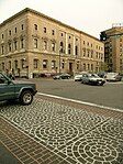 Stenciled crosswalk across Huntington Ave in front of the New England Conservatory of Music