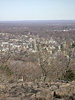 The backside of the Palisades seen from First Watchung Mountain approximately 13 miles away