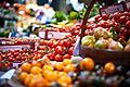 Tomatoes on display at Borough Market in London, England