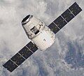 The unmanned variant of Dragon is seen approaching the ISS