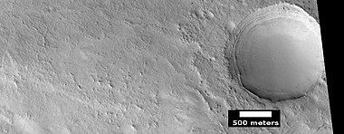 Layers around crater, as seen by HiRISE under HiWish program