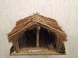 Reconstruction of a Cucuteni-Trypillian hut, in the Tripillian Museum, Trypillia, Ukraine.