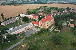 Aerial view of the Vinařice Castle