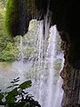 Lake behind a waterfall