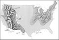 Generalized geographic map of the United States in Late Cretaceous time