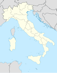 Map of Italy with mark showing location of Mangona