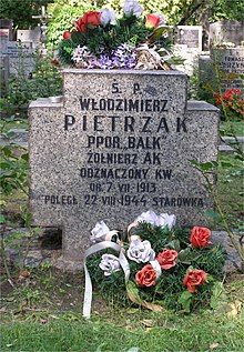 Pietrzak's grave at Powązki Military Cemetery