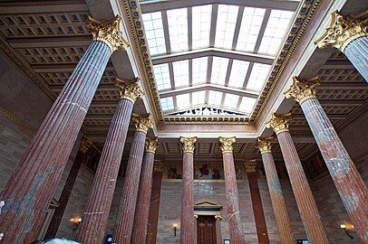 Greek Revival Corinthian columns in the Austrian Parliament Building, Vienna, inspired by those of the Choragic Monument of Lysicrates, by Theophil von Hansen, 1873–1883[27]