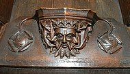 A triple-faced Green Man, Cartmel Priory, Cumbria