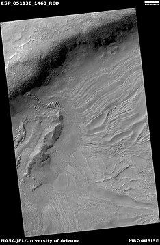 Wide view showing flows and ridges, as seen by HiRISE under HiWish program